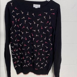 ELLE black Eiffel Tower Sweater VGC LG LS